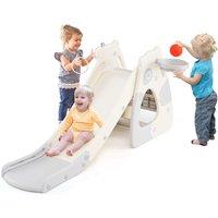 Gymax Foldable Slide Freestanding Baby Slide Climber Playset-Grey in Light Grey