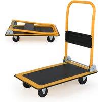 Costway Folding Push Cart Dolly Moving Hand Truck w/ 360 Degree Swivel Wheels in Black