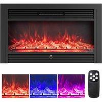 Costway 36-Inch Electric Fireplace Insert 750W/1500W Fireplace Heater in Black