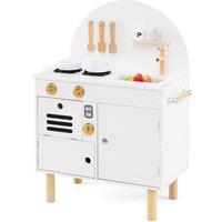 Costway Pretend Play Kitchen Wooden Kitchen Playset with Stoves in White
