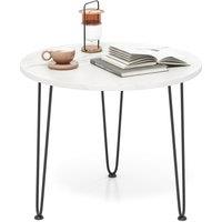 Costway Round Coffee Table Small Faux Marble Accent Table in White