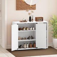 Costway 3-Tier Shoe Storage Rack Shoe Cabinet with Doors in White