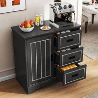 Costway Farmhouse Sideboard Buffet Cabinet Kitchen Storage Cabinet in Black