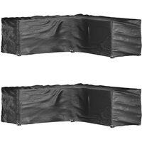 Berkfield Home L-Shaped Garden Furniture Covers 2 pcs 16 Eyelets 285x285x90 cm in Black | Size: 285 x 285 x 90 cm