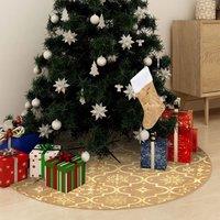 Berkfield Home Luxury Christmas Tree Skirt with Sock Yellow 150 cm Fabric
