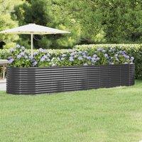 Berkfield Home Garden Raised Bed Powder-coated Steel 396x100x68 cm Anthracite in Black | Size: 396 x 100 x 68 cm