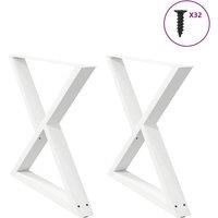 Berkfield Home Dining Table Legs 2 pcs White 90x(72-73.3) cm Steel