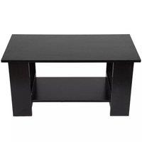 VOGREX Modern Coffee Table Living Room Tea End Desk With Lower Storage Shelf in Black