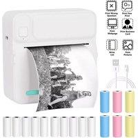 VOGREX Mini Thermal Printer Mobile Phone Photos Label Printing Machine in White