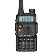 VOGREX BAOFENG UV-5R III Tri-Band Walkie Talkie Long Range FM Two Way Radio & Headset in Black | Size: 500g