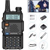 Hinsinc BAOFENG UV-5R III Tri-Band Walkie Talkie Long Range FM Two Way Radio & Headset in Black