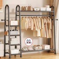Hinsinc Heavy Duty Double Rail Garment Rack - Open Wardrobe Clothes Hanger in Black