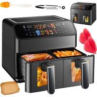 SPETLEK With 100 Tray Large 9L Dual Zone Digital Air Fryer Oven Cooker in Black