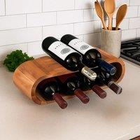 Hinsinc Free Standing Wood Wine Rack 8 Bottle Holder Countertop in Brown