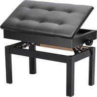 Hinsinc Piano Stool Height Adjustable Wooden Stool Keyboard Cushion Seat in Black