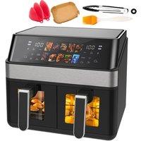 Kelvenix Dual Zone Digital Air Fryer Oven Cooker-9L w/100 Tray Large in Black