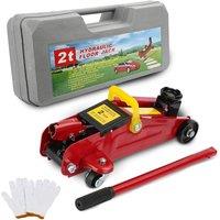 Kelvenix Hydraulic Trolley Floor Jack 2 Ton Tonne W/Plastic Storage Carry Case in Red