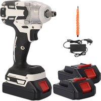 Kelvenix Cordless Electric Impact Wrench Drill Gun Ratchet Driver-2 Battery in Black