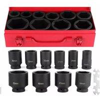 Kelvenix 22-50mm HGV Long Reach Impact Socket DRIVE DEEP IMPACT Socket Set in Black