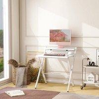EONLION Foldable Computer Desk Corner Home Office Study in White
