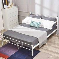 EONLION 4ft6 Double Strong Metal Bed Frame White