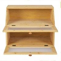 SPETLEK Double Layer Bamboo Wooden Bread Box in Yellow