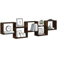 Berkfield Home Wall Cube Shelf 5 Compartments Smoked Oak Engineered Wood in Brown