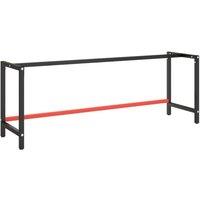 Berkfield Home Work Bench Frame Matte Black & Matte Red 220x57x79 cm Metal | Size: 220 x 57 x 79 cm