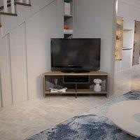 Decorotika Maldives Corner TV Stand TV Cabinet TV Unit with Open Shelves in Light Brown