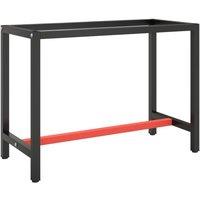 Berkfield Home Work Bench Frame Matte Black & Matte Red 110x50x79 cm Metal | Size: 110 x 50 x 79 cm