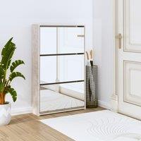 Berkfield Home Shoe Cabinet with Mirror 3-Layer Concrete Grey 63x17x102.5 cm