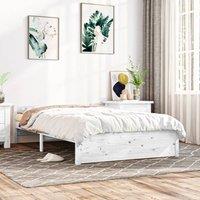 Berkfield Home Bed Frame White Solid Wood 120x200 cm | Size: Small Double
