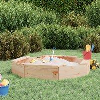 Berkfield Home Sandbox with Seats Octagon Solid Wood Pine in Brown