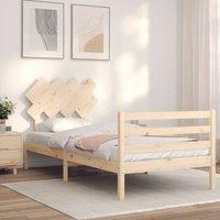 Berkfield Home Bed Frame with Headboard Single Solid Wood in Brown