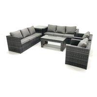 Fimous Rattan Garden Furniture Sofa Set with Coffee table Armchair Side Table Dark Grey Mixed