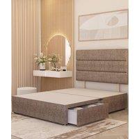 Somnior Chambery 2 Draw Divan Bed Frame with Headboard Tweed Fabric in Brown | Size: Small Double