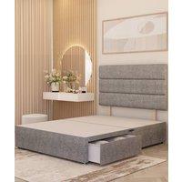 Somnior Chambery 2 Draw Divan Bed Frame with Headboard Tweed Fabric in Grey | Size: Double