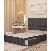 Somnior Chambery 2 Draw Divan Bed Frame with Headboard Tweed Fabric in Charcoal | Size: Double