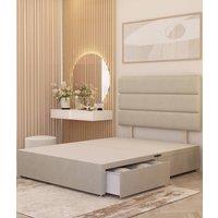 Somnior Chambery 2 Draw Divan Bed Frame with Headboard Tweed Fabric in Natural | Size: Double