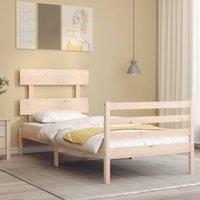 Berkfield Home Bed Frame with Headboard Single Solid Wood in Brown
