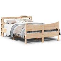 Berkfield Home Bed Frame with Headboard 140x200 cm Solid Wood Pine in Brown