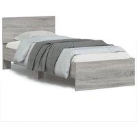 Berkfield Home Bed Frame without Mattress with LED Lights Grey Sonoma 75x190 cm Small Single