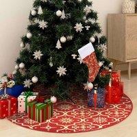 Berkfield Home Luxury Christmas Tree Skirt with Sock Red 150 cm Fabric
