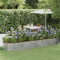 Berkfield Home Garden Raised Bed Powder-coated Steel 322x100x36 cm Silver | Size: 322 x 100 x 36 cm
