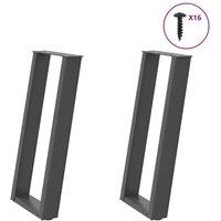 Berkfield Home Console Table Legs U-Shaped 2 pcs Anthracite 38x(72-73) cm Steel in Black