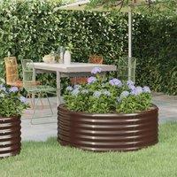 Berkfield Home Garden Raised Bed Powder-coated Steel 100x100x36 cm Brown | Size: 100 x 100 x 36 cm