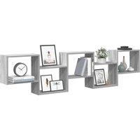 Berkfield Home Wall Cube Shelf 5 Compartments Grey Sonoma Engineered Wood