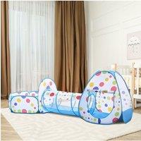 H&O Direct 3-in-1 Play Tent Set for Kids Pop Up with Tunnel Ball Pit Playhouse in Blue