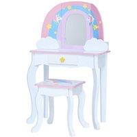 Teamson Kids Little Dreamer Rainbow Unicorn Kids Vanity Table, Pink/White in White