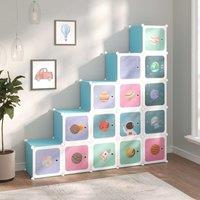 Berkfield Home Cube Storage Cabinet for Kids with 15 Cubes Blue PP